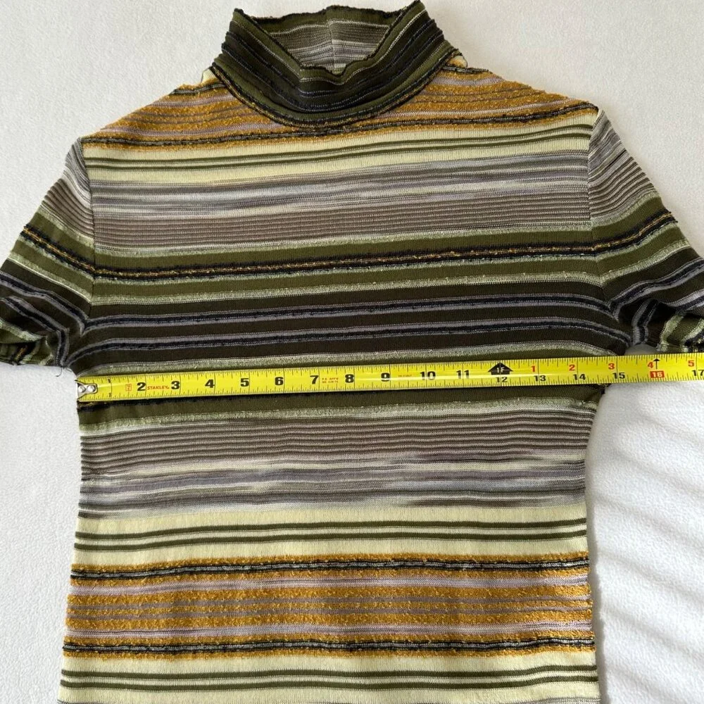 Missoni Striped Mock Neck Long Sleeve Knit Sweater Size 40 Greens Browns Vtg Y2K - Picture 12 of 13